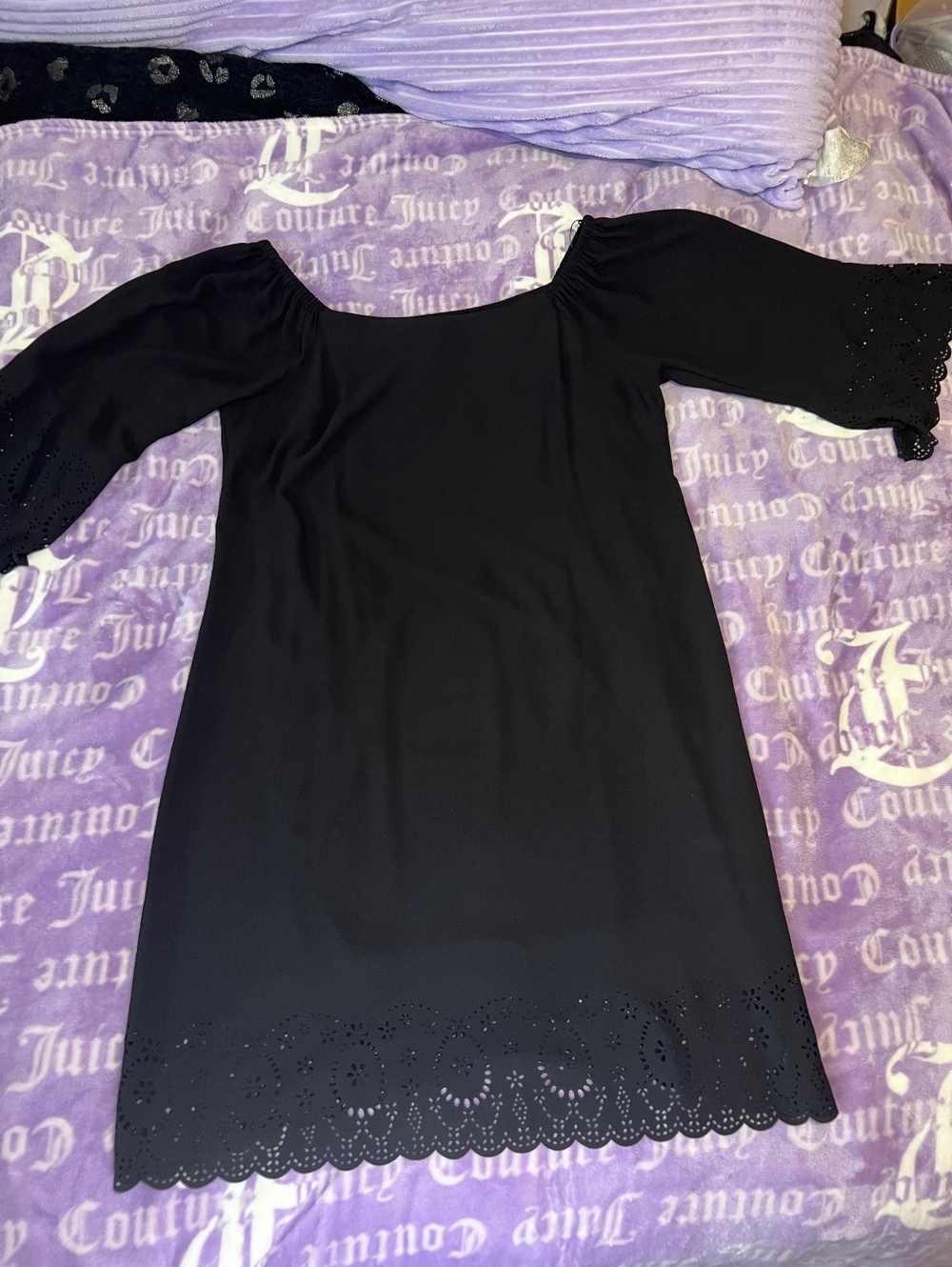 TOZ & ALLI Black Off Shoulder Eyelet Dress Size 1X